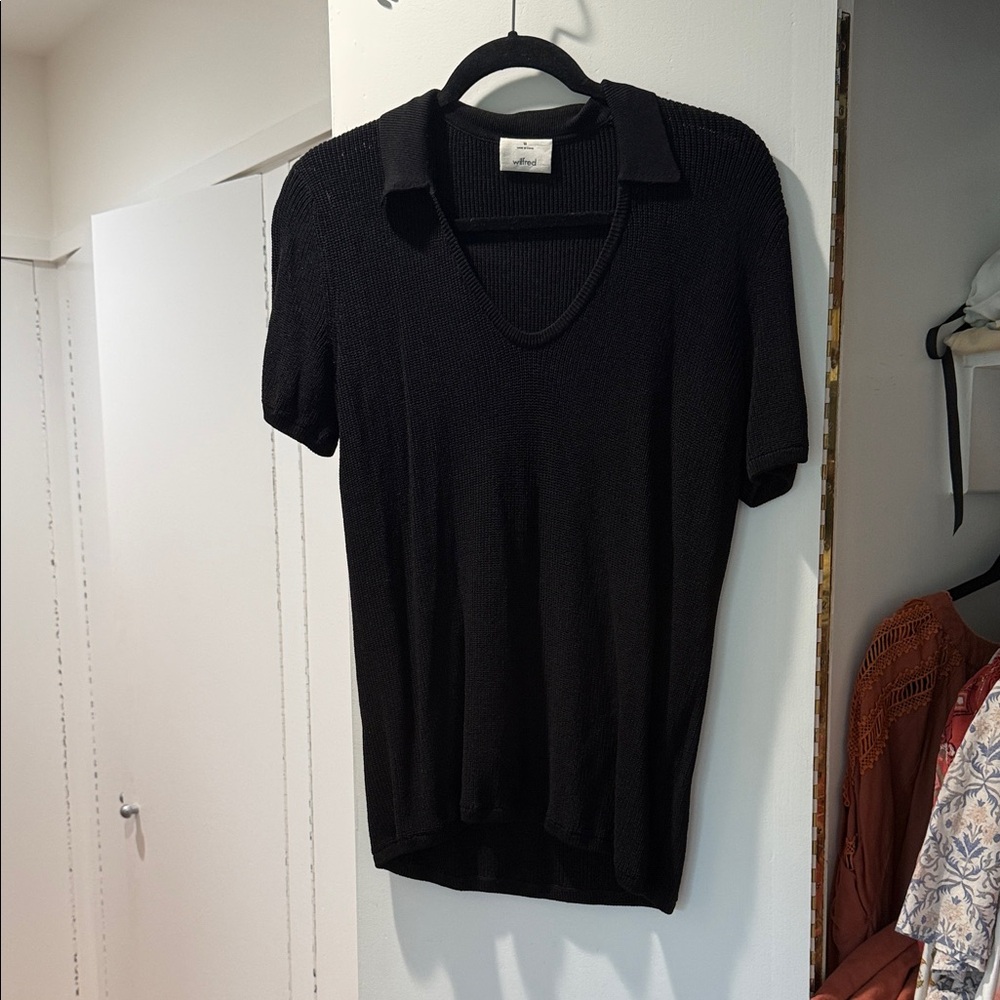 Wilfred Black Textured Knit Top